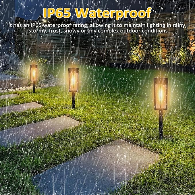 Solar Lights Outdoor, Pathway Lights with LED Tungsten Filament Bulb Waterproof & Auto ON/Off for Garden, Landscape, Path, Yard, Patio, Driveway,Walkway Decor (1 Pack)