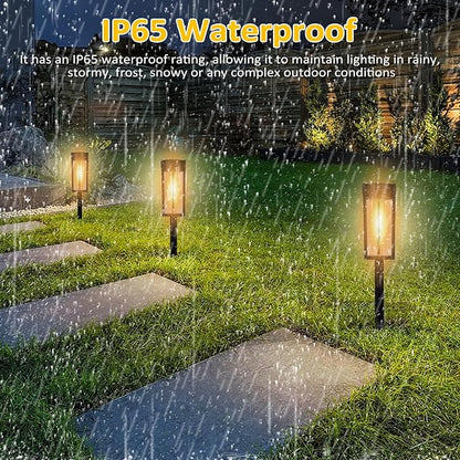 Solar Lights Outdoor, Pathway Lights with LED Tungsten Filament Bulb Waterproof & Auto ON/Off for Garden, Landscape, Path, Yard, Patio, Driveway,Walkway Decor (1 Pack)