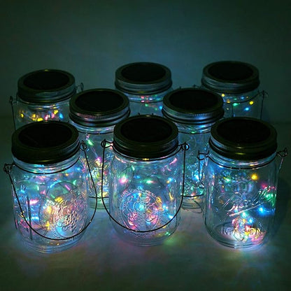 30LED Solar Mason Jar Lights, 8 Pack Jar Lid String Lights (No Jars), Waterproof Fairy Firefly Light for Garden, Patio, Outdoor, Yard, Lawn Decor(Multicolor)