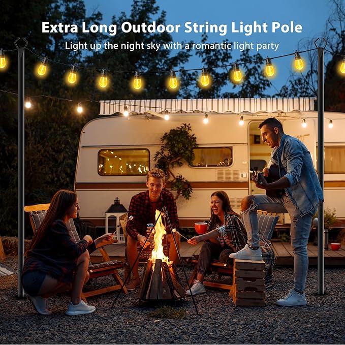 10 Pack 10 FT String Light Poles,Metal with Fork Lights Poles for Outdoor String Light, Rustproof Heavy Duty for | Lumora