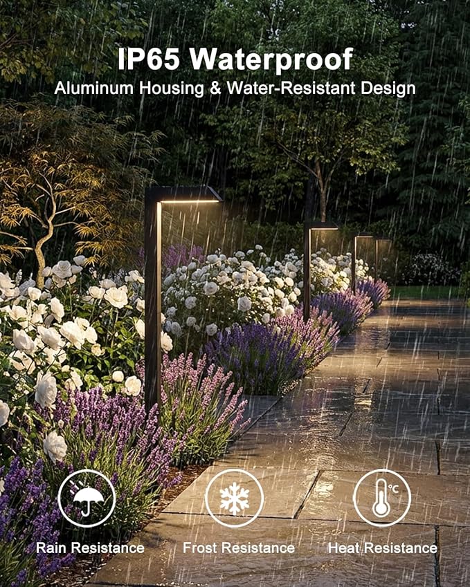 Low Voltage Pathway Lights, 4.5W LED Landscape Lighting, 4000K, 12-24V AC/DC, IP65 Waterproof, Aluminum, Black, 6 Pack