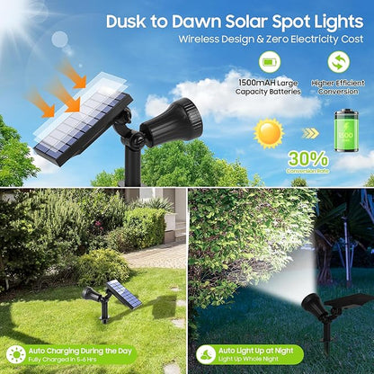 Bosceos 6-Pack Solar Spotlights for Outside with 30LEDs & 3 Modes, Solar Lights Outdoor Waterproof, Dusk to Dawn Landscape Lighting, Pathway Lights for Yard Garden Tree Flag Sculpture(Cool White)