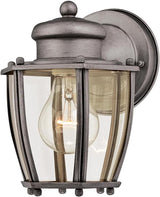 Westinghouse Lighting 6468800 One-Light, Antique Silver Finish with Clear Curved Glass Outdoor Wall Fixture | Lumora