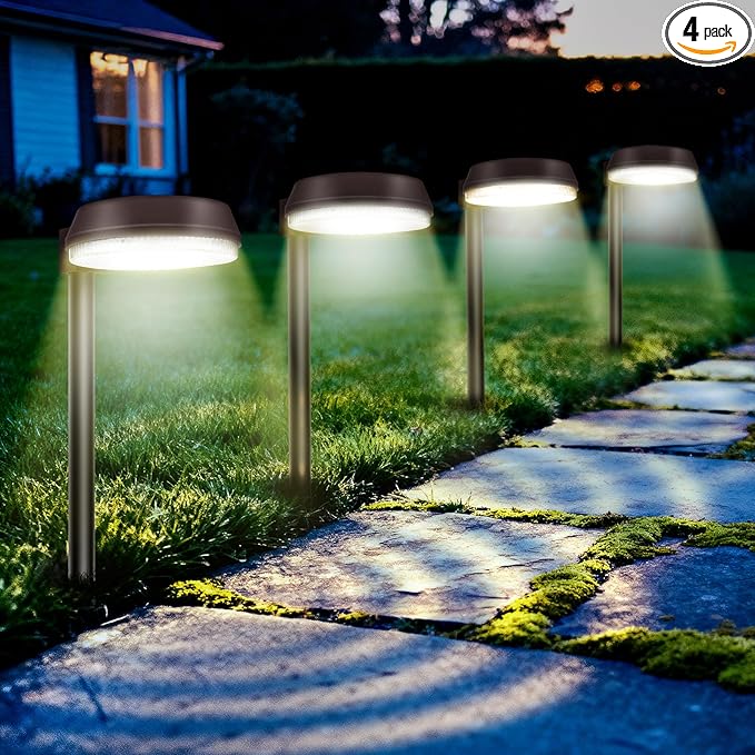 Bright Solar Pathway Lights Outdoor,Dusk to Dawn Solar Driveway Lights,Good Battery Life Yard Light for Walkway Lawn Sidewalk Outside Garden