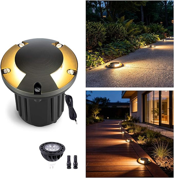 Gardenreet In Ground Well Light - Brass 12V Ip65 Outdoor Waterproof Landscape Lighting, Low Voltage LED In-Grade | Lumora