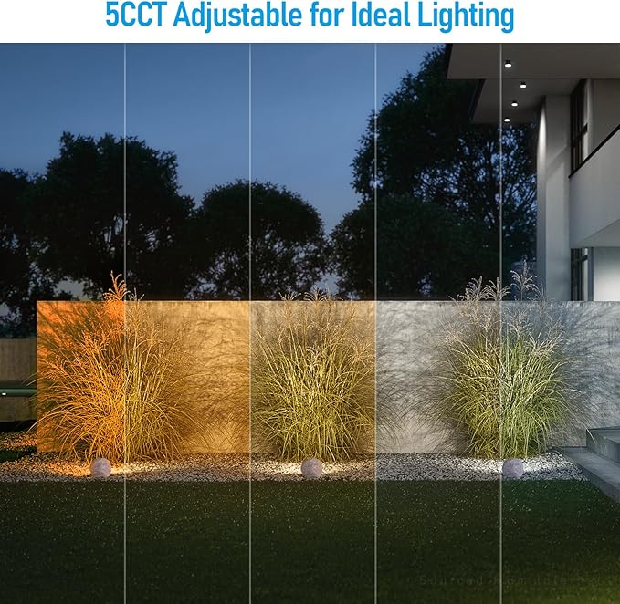 LEONLITE 5CCT LED Rock Lights Outdoor, 5W Low Voltage Landscape Spot Light for Garden, Yard, Decorative Stone Light, 12-24V AC/DC, CRI90, 200lm, IP65 Waterproof, Round, Light Gray, Pack of 2