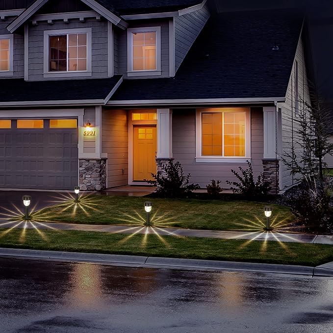 YUWELL Solar Outdoor Light (6-Pack), Solar Pathway Lights, Waterproof Solar Garden Light, Outdoor Light for Landscape, Garden, Channel, Sidewalk and Driveway, Warm White LED