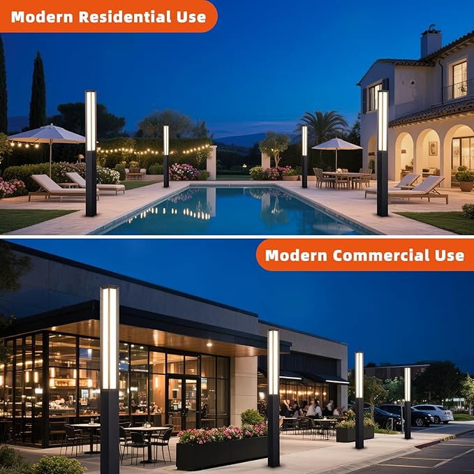 Landscape Path Lights, 92" Tall Outdoor Pathway Bollard Light Waterproof, Driveway Pole Lamp 3000K LED Yard Walkway | Lumora
