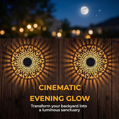 Decorative Solars Mandala Lights, Metal Solars Powered Outdoors Deck Steps Walls Lights, Mandala Theme Waterproof Fence Light for Garden Post Patio Backyard Yard Decor (Mandala*4PCS)