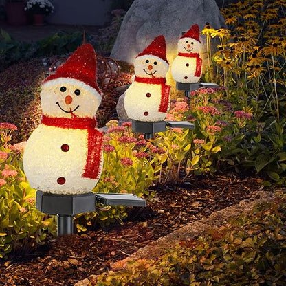 Christmas Solar Pathway Lights, Outdoor Water Proof LED Solar Energy Saving Snowman Christmas Garden Light for Lawn Courtyard Decoration