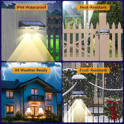 TECKNET Solar Fence Lights Outdoor 6 Pack, 3 Modes 3500K/4500K/6500K, IP66 Waterproof LED Deck Light, Dusk to Dawn Fence Lights Solar for Wall, Railing, Step, Patio, Pool, Backyard, Outside