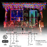 132 ft Christmas Lights -1280 LED Icicle Lights Outdoor with 240 Drops Hanging String Lights, 8 Modes Plug in | Lumora