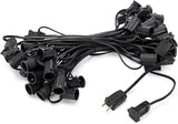 Holiday Lighting Outlet C9 Christmas Light String, Patio Event Lighting, Black Cord, 12" Socket Spacing, E17 (50') | Lumora