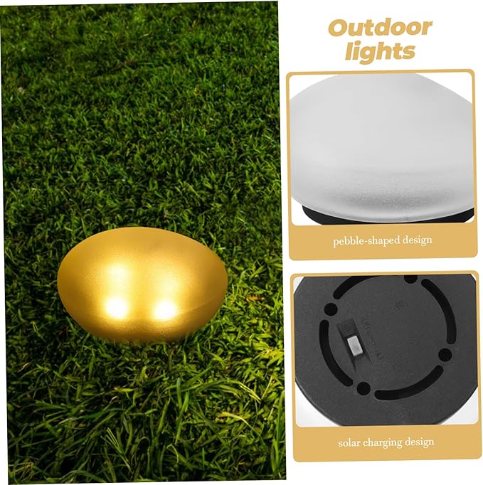 NUOBESTY Outdoor Solar Pebble-Shaped Garden Light Warm Light Decorative Solar Pathway Lamp for Garden Patio Lawn and Walkway Ambiance
