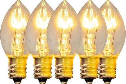 EST. LEE DISPLAY L D 1902 Outdoor Patio String Lights Bulbs & Green Hanging Cord Set Christmas Holiday Seasonal Light Bulbs & Cord Included 25FT C-9 E17 (White Wire, Clear)