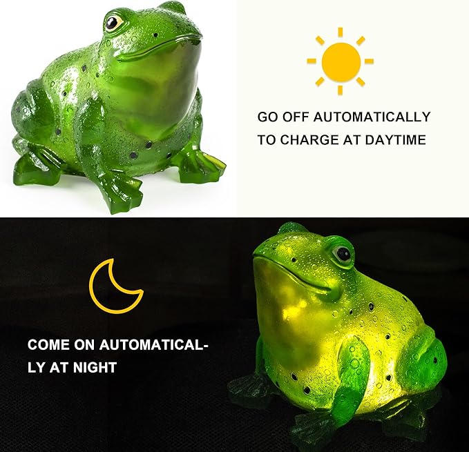 TIJNN Solar Frog Lights Deck Decorative Lighting Statue Lawn Patio Backyard Outdoor Garden Decoration Housewarming | Lumora