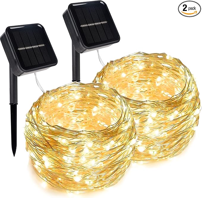 Twinkle Star 2 Pack Solar String Lights Outdoor, Total 80 FT 240 LED Solar Fairy Lights Outside Waterproof 8 Modes | Lumora