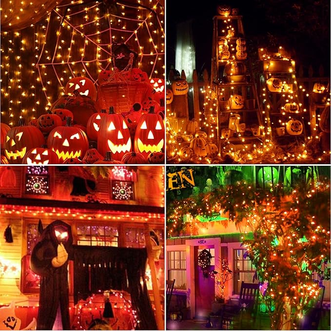 C9 LED Orange Halloween Lights, 25FT Halloween C9 String Lights with 27 Orange LED Bulbs, Hanging Decoration Light for Outdoor Indoor Patio Home Party Garden Yard-Black Wire