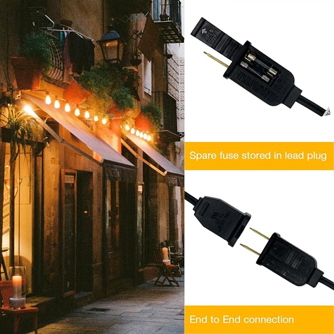 DAYBETTER 150FT Outdoor String Lights Waterproof 75 pcs Warm White LED Bulbs 2700K for Patio, Yard, Garden & Holiday Decor Durable Weatherproof Lights for Parties, Weddings, Backyard Lighting