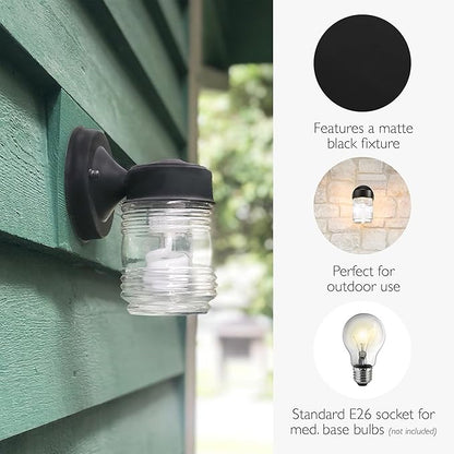 Design House 587246 Jelly Jar Indoor/Outdoor Integrated LED Wall Light, Black