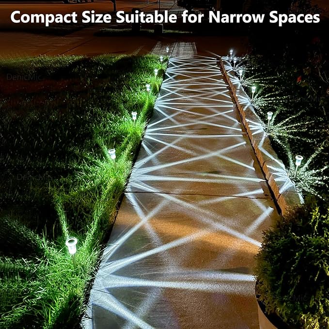 DenicMic Solar Lights Outdoor 10 Pack Waterproof 6000K Cold White LED Stainless Steel Stake Outside Lights for Yard | Lumora