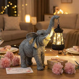 Solar Garden Statue Lights Elephants Figurine with Solar Lantern, Outdoor Yard Decorations for Patio Porch Home | Lumora