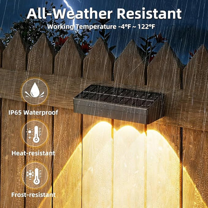 Solar Fence Lights with Remote 8 Pack, Color Changing RGB & Warm White, 12 Dynamic Modes, IP65 Waterproof, Solar Lights for Fence, Deck, Backyard, Patio Holiday & Party Decoration