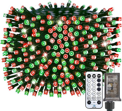 Minetom Red & Green Christmas Lights, 66ft 200 LED Outdoor Christmas Lights Connectable, 8 Modes Mini String Lights Plug-in Mini Xmas Tree Lights with Timer for Outside Garden Party Decor