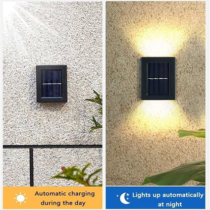 ASLIDECOR Solar Wall Lights UP Down 4 Pack,Illuminate Outdoor Sunlight Sensor Lamp IP65 Waterproof LED Modern Deck Lighting Decor for House Patio Porch