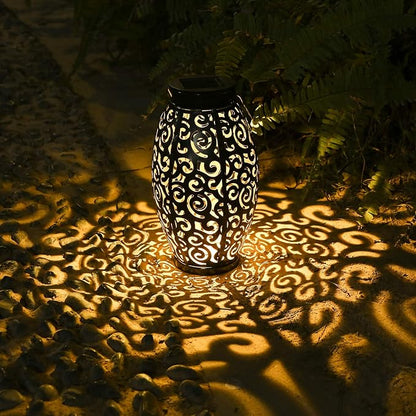 2 Pack Metal Hanging Solar Lanterns - Outdoor Solar Powered Lanterns with Handle, Waterproof, Decorative Garden Lights for Patio, Yard, Pathway, Walkway, Porch