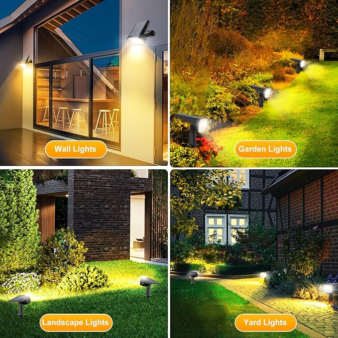 Fabrito 72 LEDs Solar Spot Lights Outdoor Waterproof, 3 Modes Landscape Spotlights, Dusk to Dawn Solar Powered | Lumora