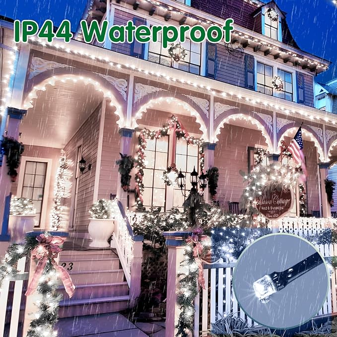 XURISEN 403FT 1000 LED String Lights Outdoor Green Wire Christmas Lights 8 Modes & Timer Waterproof Fairy Lights Plug in for Party, Wedding, Yard, Garden, Indoor/Outdoor Decorations(Cool White)