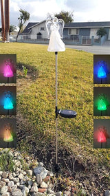 1-Pack Acrylic Angel + 1-Pack Cross Decorative Solar Power Outdoor Garden Stake Landscape Color Change Lights | Lumora