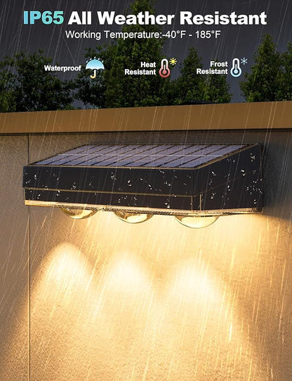 APONUO Solar Fence Lights Outdoor Waterproof, Fence Lights Solar Powered, 12 RGB Color Modes & Warm White & Cool White, Fence Solar Light Outdoor for Backyard, Patio, Wall, Deck, Yard（12 Pack, Black）