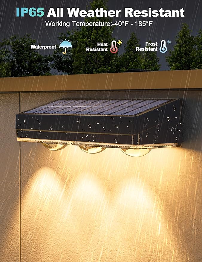 APONUO Solar Fence Lights Outdoor Waterproof, Fence Lights Solar Powered, 12 RGB Color Modes & Warm White & Cool White, Fence Solar Light Outdoor for Backyard, Patio, Wall, Deck, Yard（8 Pack, Black）