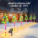 12 Pack Christmas Solar Pathway Lights Outdoor Decorations, 10 Modes Christmas Tree Candy Stake Lights with 156 | Lumora