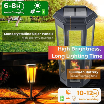 Garden Decor Light, 4Pack Outdoor Lights Color Changing, Bright Pathway Lights Outside Waterproof, Walkway Lights Warm White for Landscape Path Yard Patio Driveway