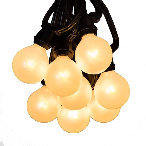 Hometown Evolution, Inc. White Pearl Outdoor Patio Globe String Lights (Commercial 25 Foot 20 Socket - G50 White | Lumora