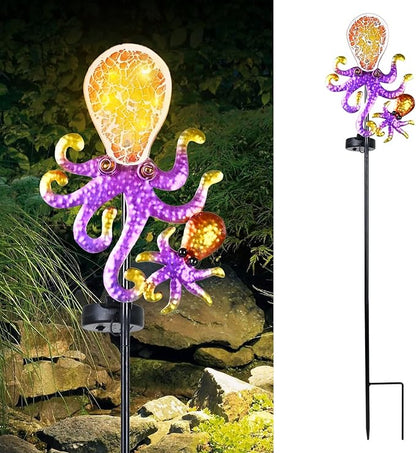 Yiosax-Solar Outdoor Lights Decorative-Yard Outdoor Decorative - Garden Stakes Octopus & Seahorse Decorative Waterproof 7 LED Light Decor Ocean Beach Theme for Lawn Path Yard Decoration Gift Idea
