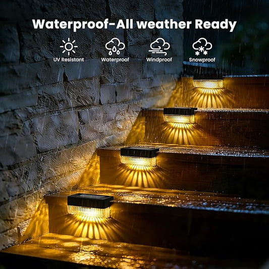 Solar Deck Lights Outdoor 12 Packs, Solar Powered LED Step Lights Waterproof Outdoor for Deck, Step, Fence, Wall, Patio, Yard, Pool, Pathway and Stairs (Warm White)