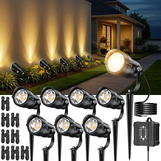 HIBOITEC Low Voltage Landscape Lighting 12W with Connectors 100W Transformer - Outdoor Security Flood Light | Lumora