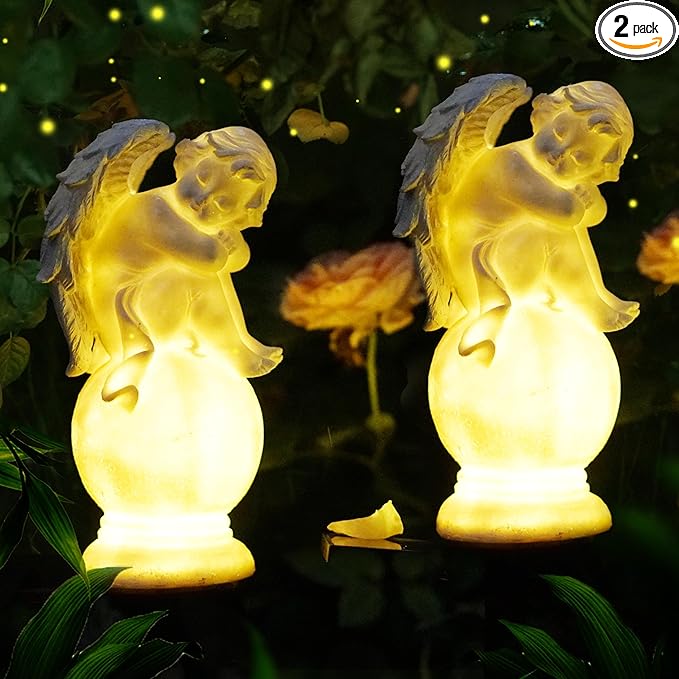 Solar Angel Garden Lights - Outdoor Decorative Stake Light Waterproof for Yard Patio Pathway Lawn Ornaments Garden Christmas Decorations Angel Gifts