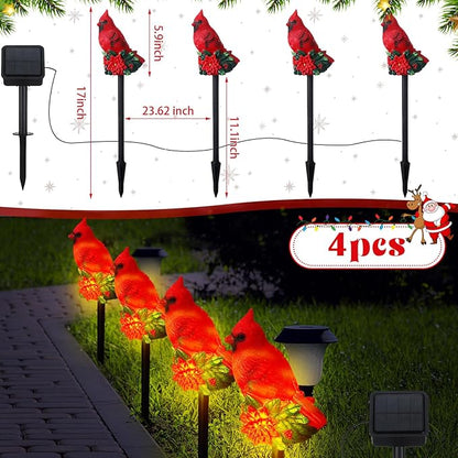 VIHOSE Cardinal Solar Stake Lights Red Bird Figurine Solar Stake Light Decorative Outside Garden Decor Christmas Landscape Lights Cardinal Gifts for Mother Lawn Yard Decor Women(Vivid)