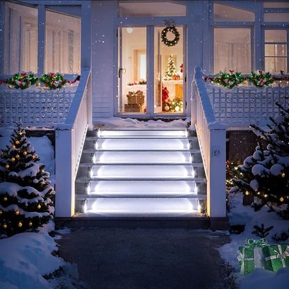 ROSHWEY Solar Step Lights for Outside, 16 Pack Solar Powered Stair Lights Outdoor Waterproof, Triangle Deck Step Light, Outdoor Decor Lighting for Front Porch, Backyard, Patio, Cool White