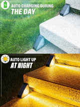 ROSHWEY Solar Step Lights Outdoor Waterproof, 8 Pack Triangle Solar Stair Lights for Outside, LED Deck Light | Lumora