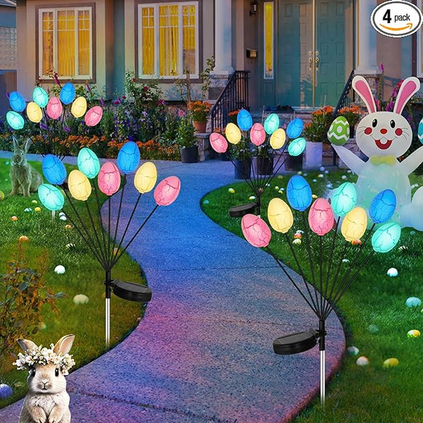 4 Pack Solar Easter Egg Lights, Colorful Garden Swaying Firefly Light Outdoor Easter Lights Waterproof Solar Stake | Lumora