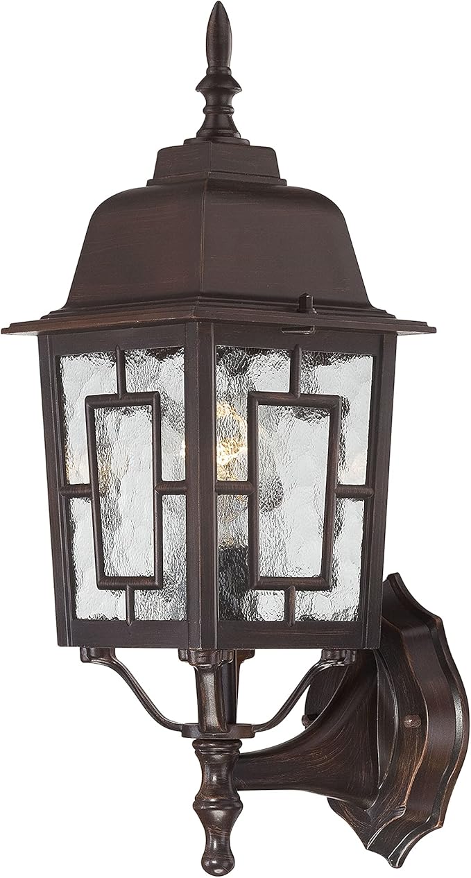 Nuvo Lighting 60/4925 Banyon One Light Wall Lantern/Arm Up 100 Watt A19 Max. Clear Water Glass Rustic Bronze | Lumora