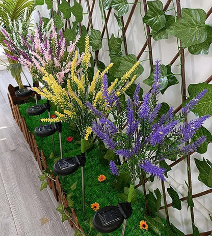2PCS Garden Solar Lights Multi-Color Changing 28 LED Flower Stake Light Decorative Landscape Lawn Yard Outdoor Lights Purple and Yellow Length 90 * 60 * 400mm/4 * 3 * 16inch