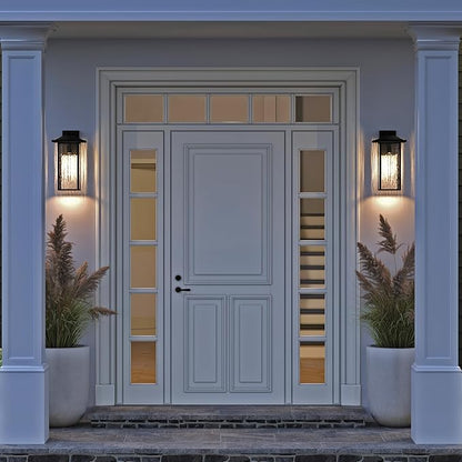 Kichler 20" Capanna 1-Light Extra-Large Wall Light with Clear Water Glass in Textured Black, for Porch, Patio, Garage, Front Door, (20" x 10.75"), 49928BKT