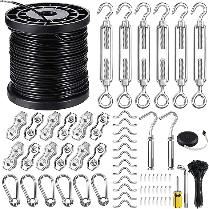 BLIKA String Light Hanging Kits, 300FT Coated Stainless Steel 304 Wire Rope, Outdoor Light Guide Wire, Globe String | Lumora